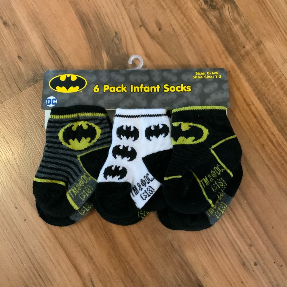 6 pack Batman Infant Baby Boy Socks NEW 0-6m